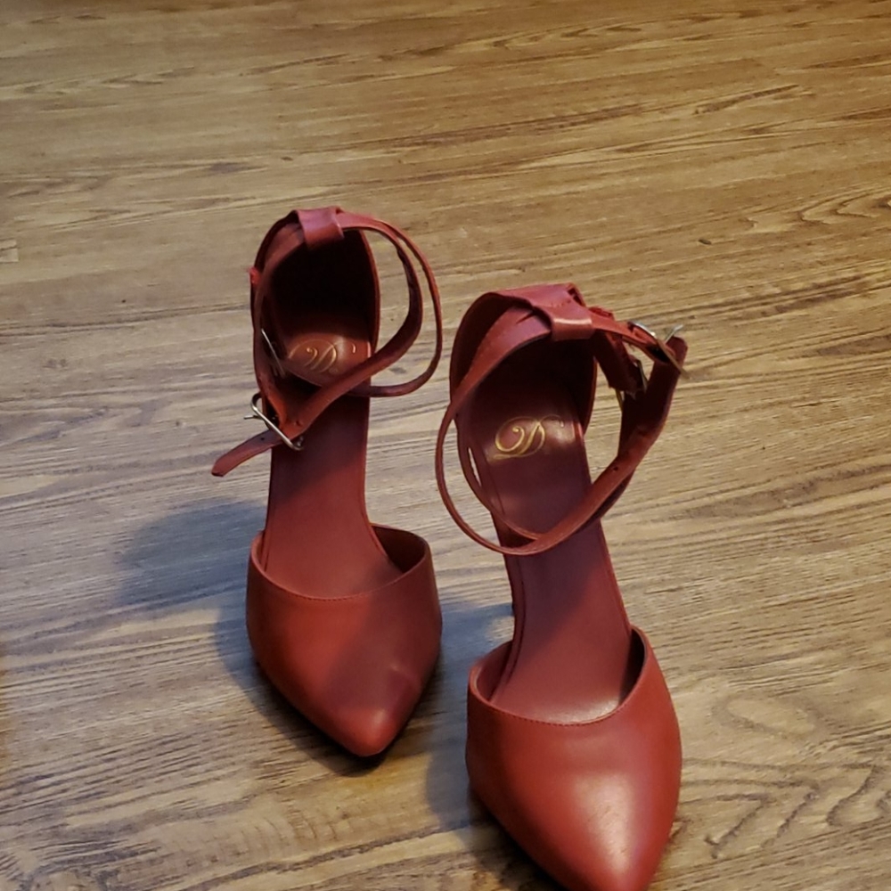 Red Strappy Pumps